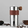 thumbnail image 1 of Fiaya Women Portable Manual Coffee Grinder, 1Pc Mini Stainless Steel Hand Coffee Grinder, Adjustable Settings with Brown Anti Slip Sheath for Home Office Travel (Silver), 1 of 8
