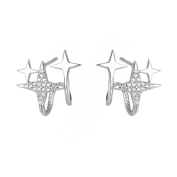Fiaya Women Post Star Earrings, Small Star Stud Earrings, Elegant Unique Personality Style Ear Studs, Asymmetric Cute Tiny Earrings for Women