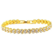 Fiaya Women Round Hollow Bracelet Double Chain Party Wedding Accessories Jewelry Adjust