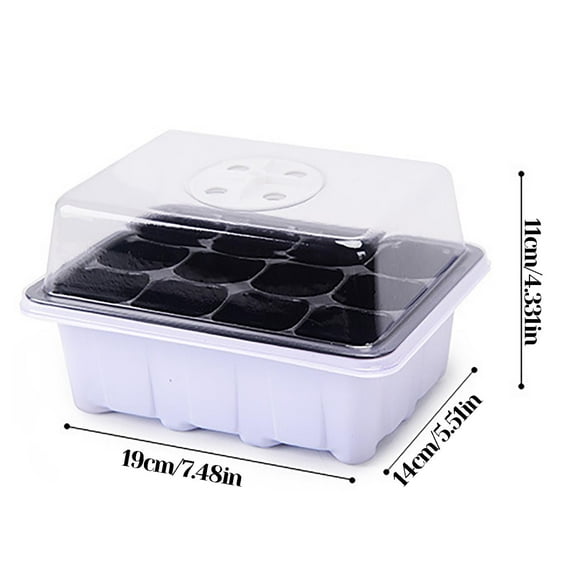 Fiaya Women Seed Starter Tray Germination Kits, 1 Pack Plant Seedling Starter Kit, Indoor Greenhouse Mini Propagator for Seeds Growing Starting, 7.48×5.7×4.3inch (12 Cells per Tray, White)