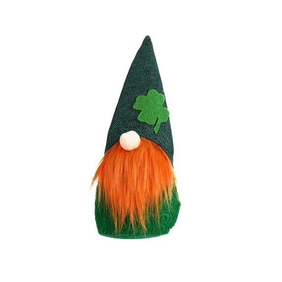 Fiaya Women Shamrock Gnome Doll Decorations, 1pc St Patricks Day Faceless Dwarf Ornament, Handmade Green Plush Elf for Holiday Gifts Home Tabletop Decoration, 11.02x5.12in (A)