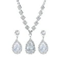 thumbnail image 1 of Fiaya Women Shiny Jewelry Set of 3, Crystal Teardrop Dangle Earring Necklace Set, Jewelry Accessories for Women Wedding Prom (C), 1 of 8