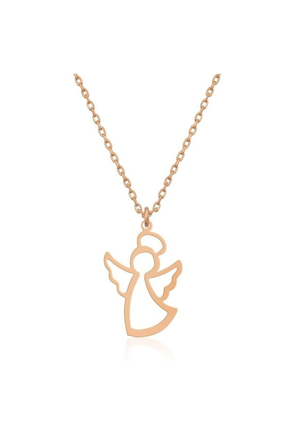 Small Angel Pendant Necklace, 1Pc Trendy Guardian Angel Necklace Accessories, Simple Dainty Jewelry Gift for Women Friend Party (Rose Gold)