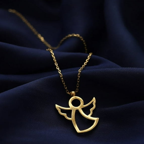 Fiaya Women Small Angel Pendant Necklace, 1Pc Trendy Guardian Angel Necklace Accessories, Simple Dainty Jewelry Gift for Women Friend Party (Gold)