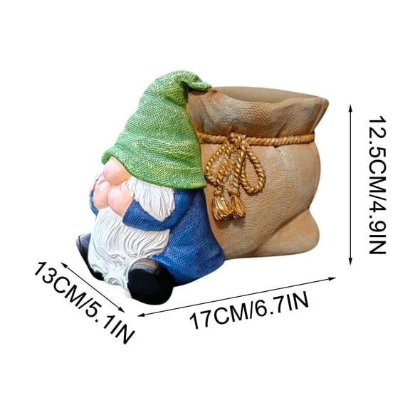 Fiaya Women Spring Garden Gnome Planter, 1Pc Resin Succulents Pot with Drainage Hole, Unique Gnome Flowerpot for Indoor Outdoor Plants Housewarming Gift, 6.7×4.9×5.1inch (C)