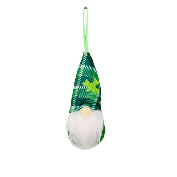 Fiaya Women St Patrick's Day Gnome Hanging Ornament, 1pc Green Plush Elf Dolls Pendants, 5.6x2inch Handmade Mini Dwarf for St Patrick's Day Gifts Home Decor (I)