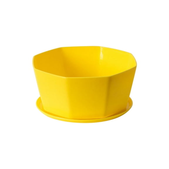 Fiaya Women Succulent Plant Pot with Tray, 1Pc Octagon Bowl Resin Planter Container, Cactus Flower Pot with Drainage Hole for Office Home Garden Kitchen Decor, 5.9x2.6inch (Yellow)