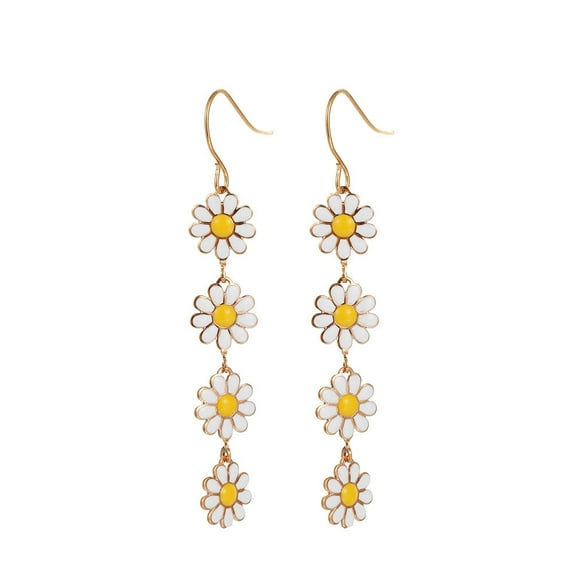 Fiaya Women Sunflower Earrings for Women, Daisy Flower Long Drop Dangle Earrings, Statement Holiday Colorful Ear Drop Jewelry