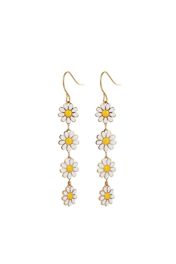 Sunflower Earrings for Women, Daisy Flower Long Drop Dangle Earrings, Statement Holiday Colorful Ear Drop Jewelry