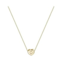 Fiaya Women Tiny Gold Initial Heart Necklace, Gold Filled Handmade Dainty Personalized Letter Heart Choker Necklace Gift Women Necklace (D)