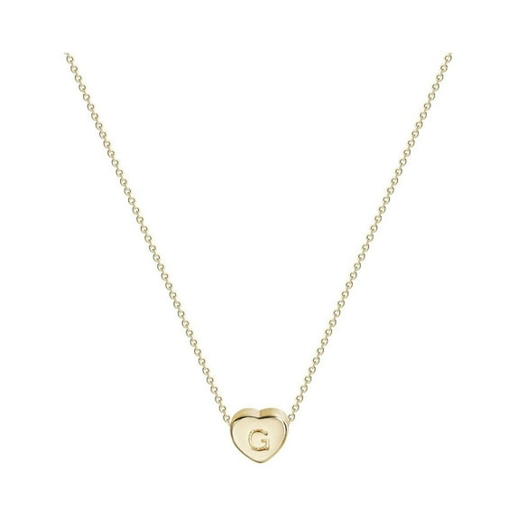 Fiaya Women Tiny Gold Initial Heart Necklace, Gold Filled Handmade Dainty Personalized Letter Heart Choker Necklace Gift Women Necklace (G)