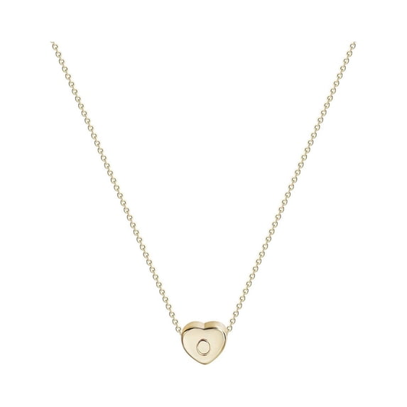 Fiaya Women Tiny Gold Initial Heart Necklace, Gold Filled Handmade Dainty Personalized Letter Heart Choker Necklace Gift Women Necklace (O)