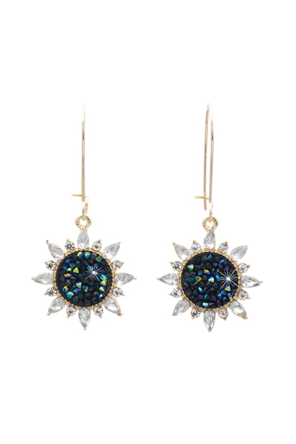 Trendy Sunflower Earrings, 1Pairs Personality Romantic Crystal Zircon Sunflower Earrings, Shiny Long Tassel Ear Drop for Women Girlfriend Wife Sister