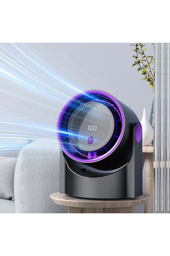 Wall Mount Desk Fan, 100-Speed Rechargeable Turbo Fan with LED Display, 180° Tilt Quiet Air Circulator for Home Office