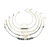 Fiaya Women Womens Bracelets Jewelry, 5pcs Boho Jewelry Bracelets Chain, Elegant Womens Black Bead Heart-Shaped Bracelet Set