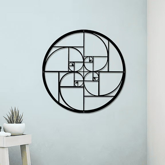Fib.onac.ci Spiral Metal Wall Decor, Circular Geometry Wall Sculpture
