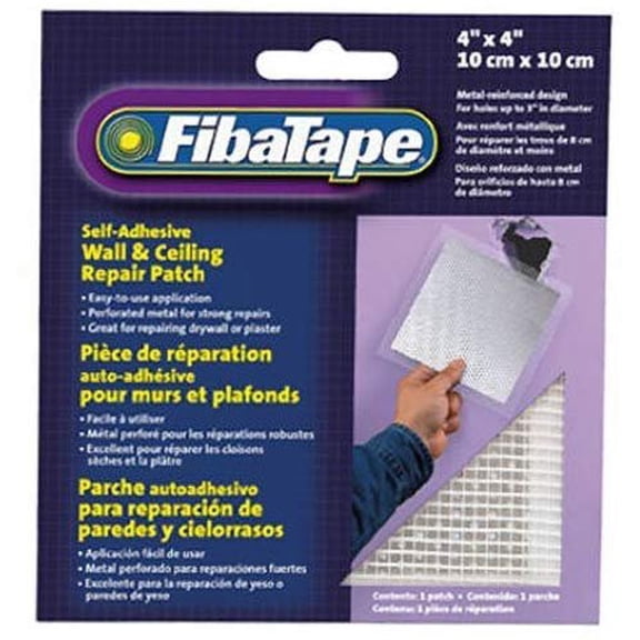 FibaTape FDW6836-U 4-by 4-Inch Self-Adhesive Perforated Aluminum Wall and Ceiling Repair Patch, White