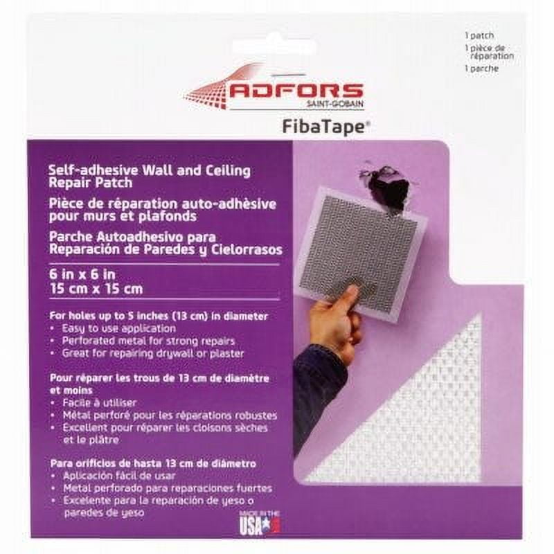 FibaTape Wall & Ceiling Repair Patch, Perforated Aluminum, 6 x 6In. 1