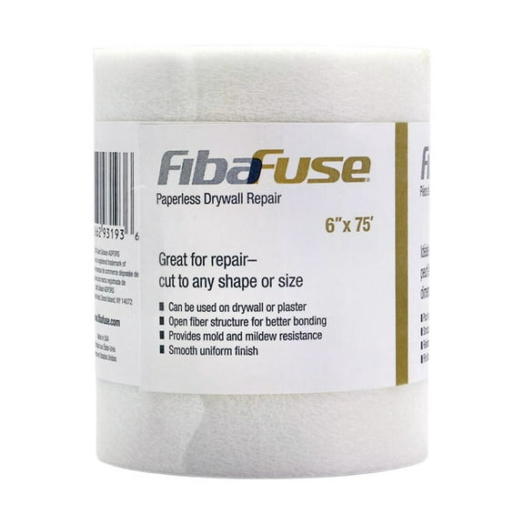 Fibatape 1894575 FibaFuse 75 ft. x 6 in. Fiberglass White Paperless Drywall Tape