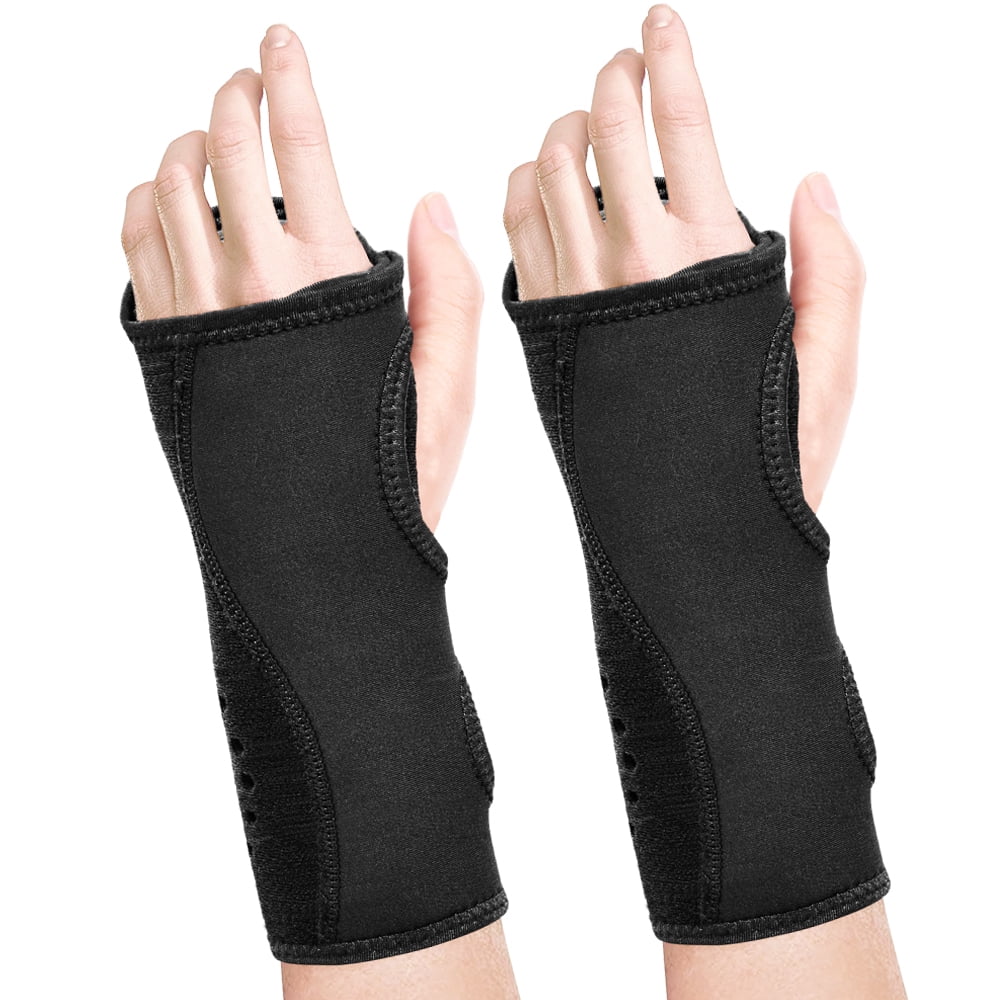 Fibee 2 Pack Carpal Tunnel Wrist Brace Night Support, Wrist Splint with Cushioned Beads Padded