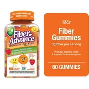 Fiber Advance Kids Digestive Health Fiber Supplement Gummies, Natural Fruit, 60 Count