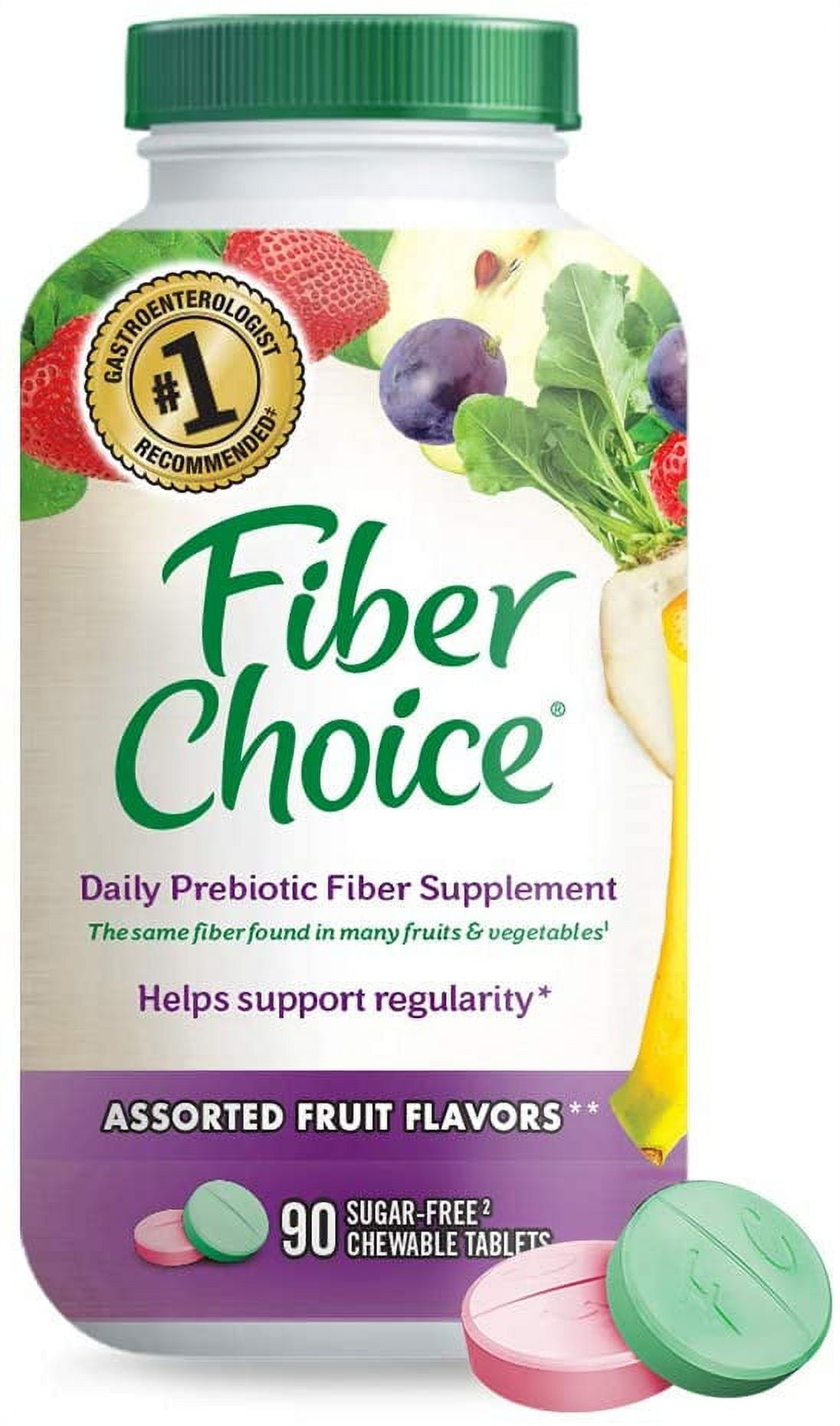 Fiber Choice Daily Prebiotic Fiber Chewable Tablets, Assorted Fruit, 90