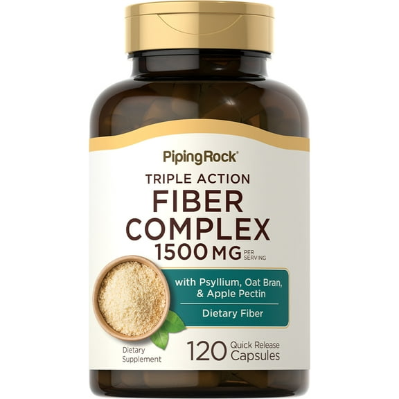 Fiber Complex | 1500mg | 120 Capsules | Triple Action for Men and Women | by Piping Rock