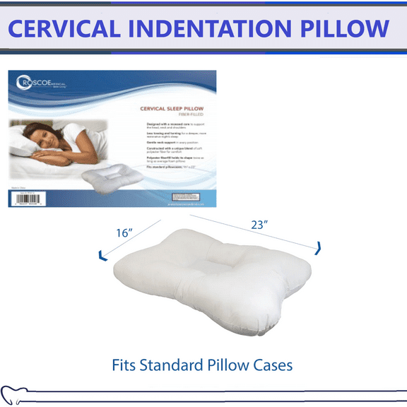 Fiber Filled Cervical Indentation Sleep Pillow, 23" x 16.1 x 4.7, Remedy Snorin