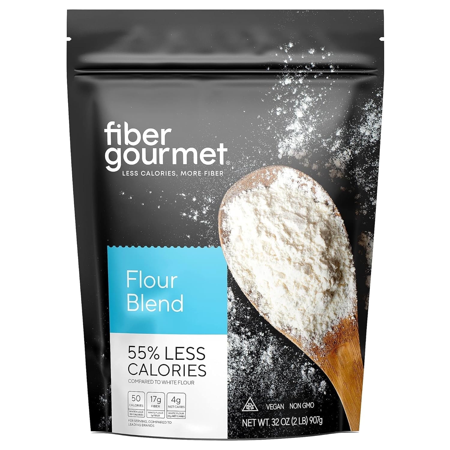 Fiber Gourmet All-Purpose Flour Blend, Low Calorie and Low Carb Vegan White Flour for Baking, 32 oz