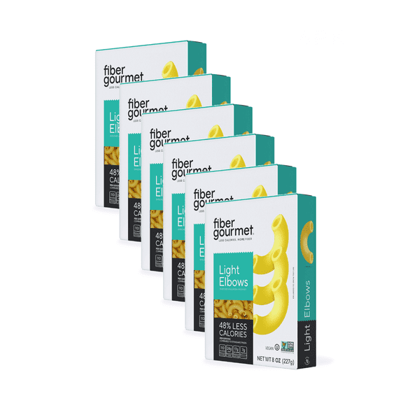 Fiber Gourmet Light Elbow Macaroni Vegan, Fiber-Rich Low Calorie Low Carb Pasta, 8 oz 6-Pack