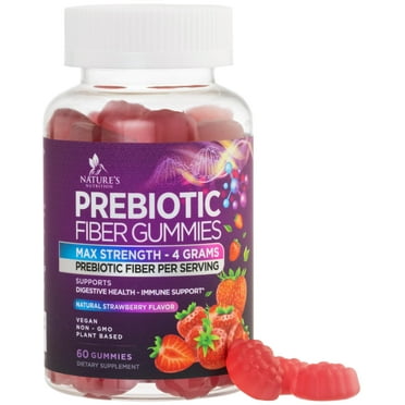 Fiber Gummies for Adults, Daily 4g Gummy Fiber Supplement, Prebiotic Gummy Digestive Health Support - Plant Based Soluble Fiber Chews, Prebiotics Supports Regularity & Digestion Non-GMO - 60 Gummies