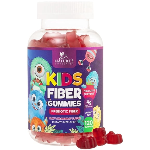 Fiber Gummies for Kids 4g, Safe Daily Fiber Gummy Supplement for Kids - Soluble Inulin Prebiotic Gummy for Digestive Health Support - Nature's Plant-Based Regularity & Digestion Support - 120 Gummies