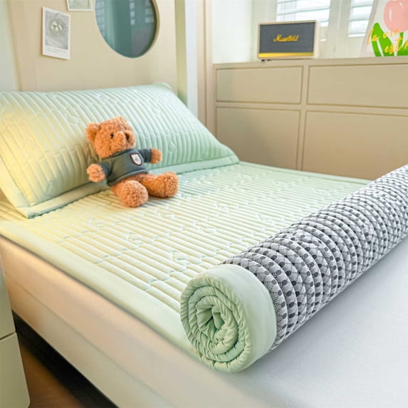 Fiber Mattress Pad, Washable Foldable Topper, Thick Soft Comfort Layer, Breathable Bed Padding, for Dorm Room and Guest Bed