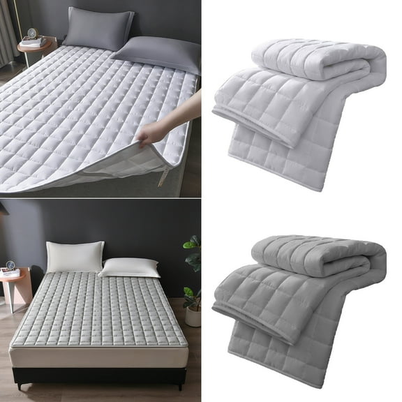 Fiber Mattress | Thickened Soft Padded Design | Breathable Water Washed Brushed Polyester | Foldable | White Gray | 135x200cm | Easy Care | 1 Piece | 2.2lbs | Durable