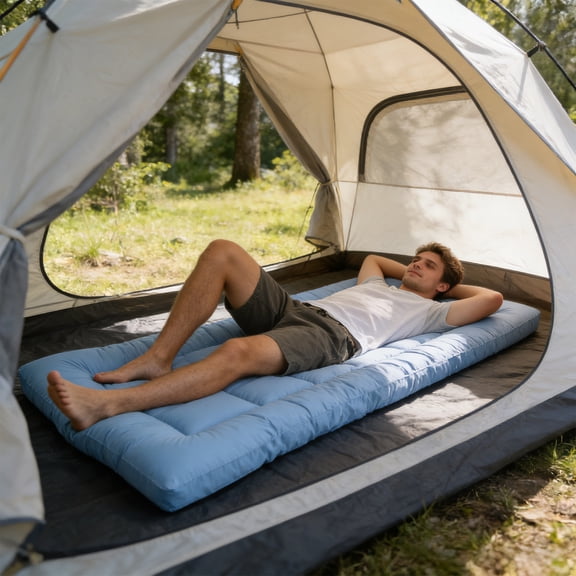 Fiber Mattress Thickened Soft Padded Mattress, Washable Breathable Student Bed Topper, Foldable Comfort Mattress Pad for Dorm Home, Humidity Wicking(Blue)