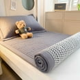 thumbnail image 1 of Fiber Mattress Topper | Thickened Soft Padded Cushion | Breathable Washed Brushed Polyester | 90x200cm Twin Size | Foldable Design | Beige White Gray Green | Moisture-Wicking Cooling | Durable Easy, 1 of 8