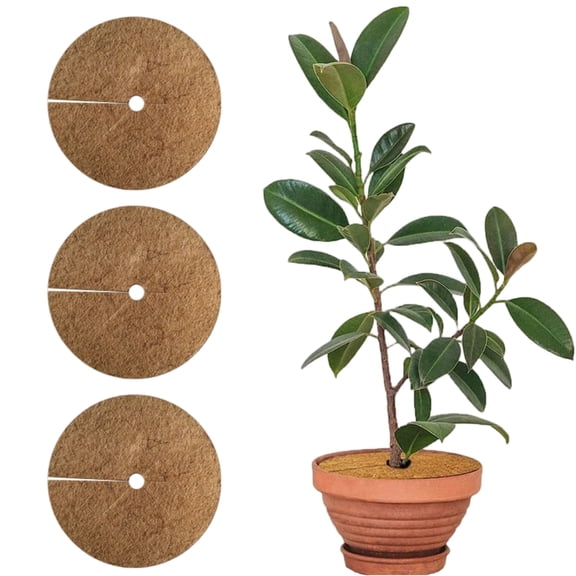 Fiber Mulch Pad for Plants – Circular Weed Control Mat with Center Hole, Flat Garden Flowerpot Liner for Indoor/Outdoor Use
