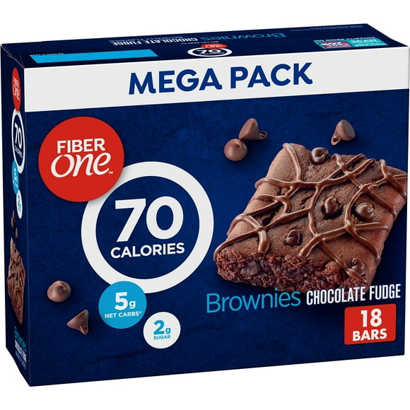 Fiber One 70 Calorie Brownies, Chocolate AIS1Fudge, Snack Bars, Mega Pack, 18 Bars, 16 oz