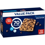 Fiber One 70 Calorie Brownies, Chocolate Chip Cookie, 2g Sugar, Value Pack, 12 Ct, 10.6 oz