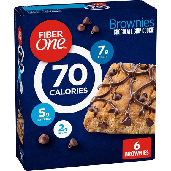 Fiber One 70 Calorie Brownies, Chocolate Chip Cookie, Snack Bars, 6 Bars, 5.34 oz