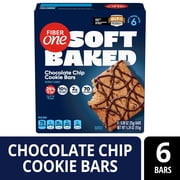 Fiber One Soft Baked Chocolate Chip Cookie Bars, Fiber Snacks, 6 Ct, 5.34 oz