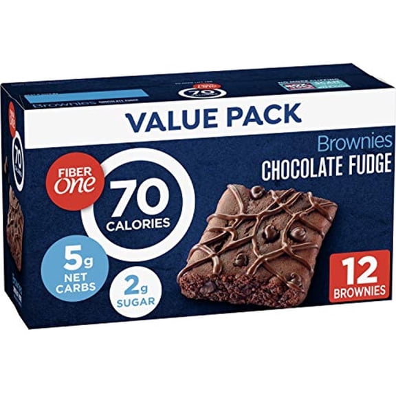 Fiber One 70 Calorie Brownies, Chocolate Fudge, Snack Bars, 12 Ct