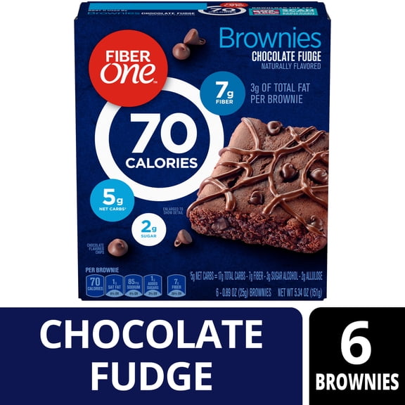 Fiber One 70 Calorie Brownies, Chocolate Fudge Snack Bars, 6 Count, 5.34 oz