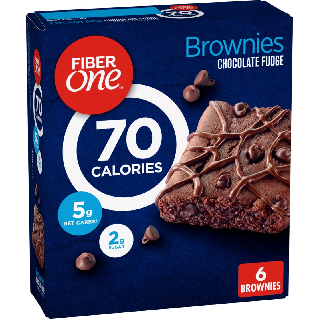 Fiber One 70 Calorie Brownies, Chocolate Fudge Snack Bars, 6 Ct, 5.34 oz