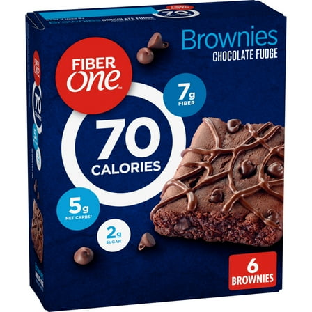 Fiber One 70 Calorie Brownies, Chocolate Fudge Snack Bars, 6 Ct, 5.34 oz