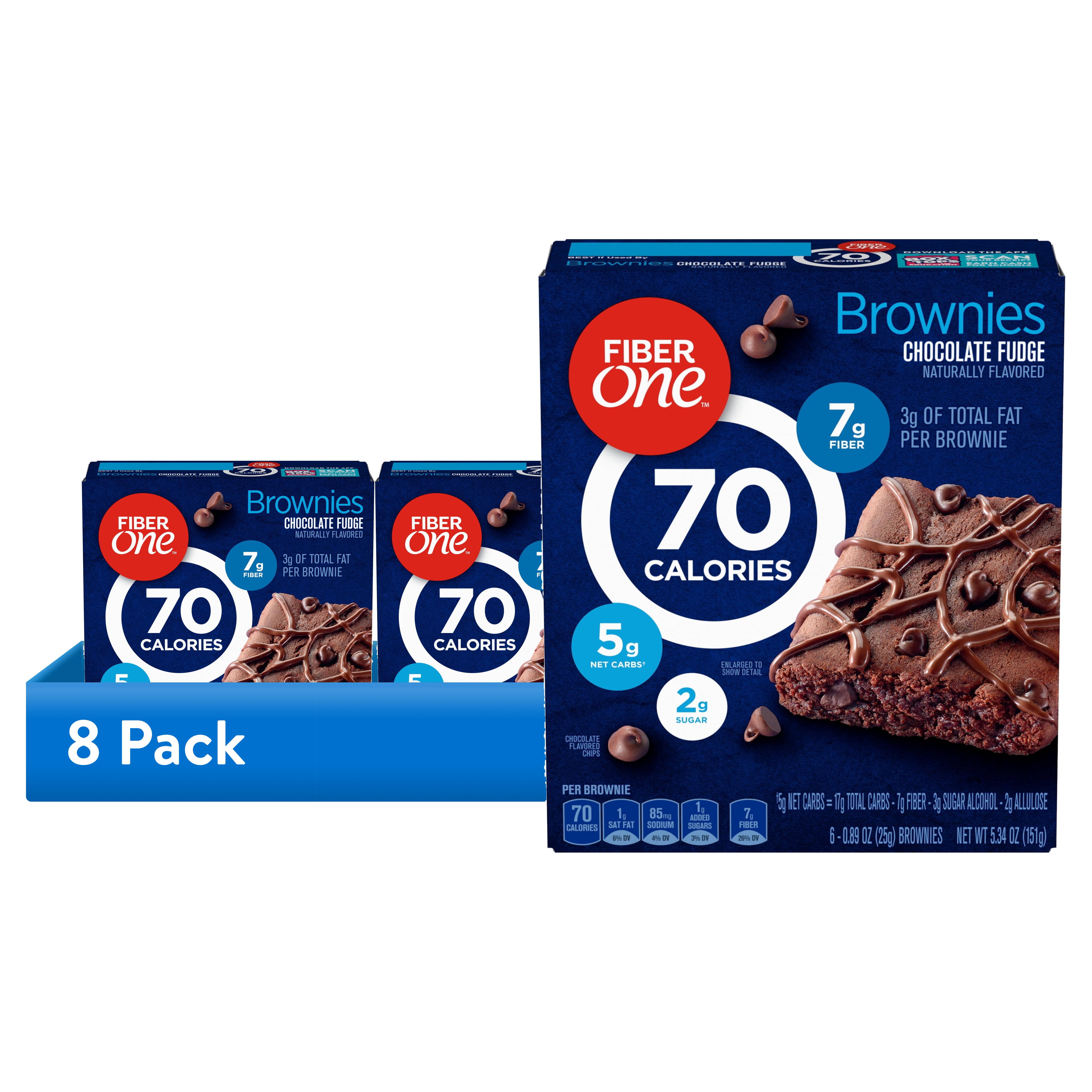 (8 pack) Fiber One 70 Calorie Brownies, Chocolate Fudge Snack Bars, 6 Count, 5.34 oz