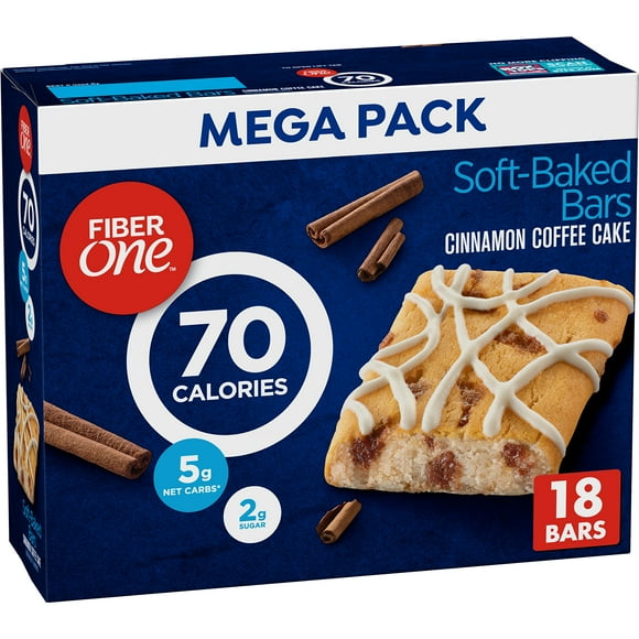 Fiber One 70 Calorie Soft-Baked Bars, Cinnamon MHD1Coffee Cake, 18 ct
