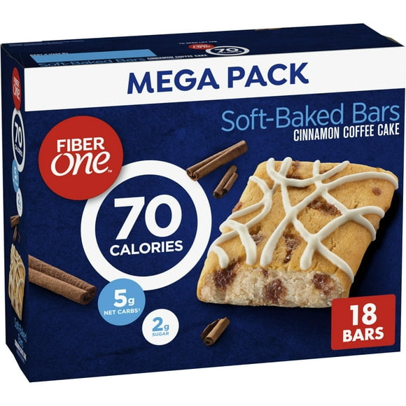 Fiber One 70 Calorie Soft-Baked Bars, Cinnamon MDH1Coffee Cake, 18 ct