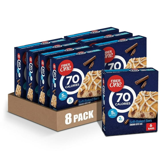 Fiber One 70 Calorie Soft-Baked Bars, Cinnamon Coffee Cake, 6 ct (Pack of 8) Cinnamon Coffee Cake 5.34 Ounce (Pack of 8)