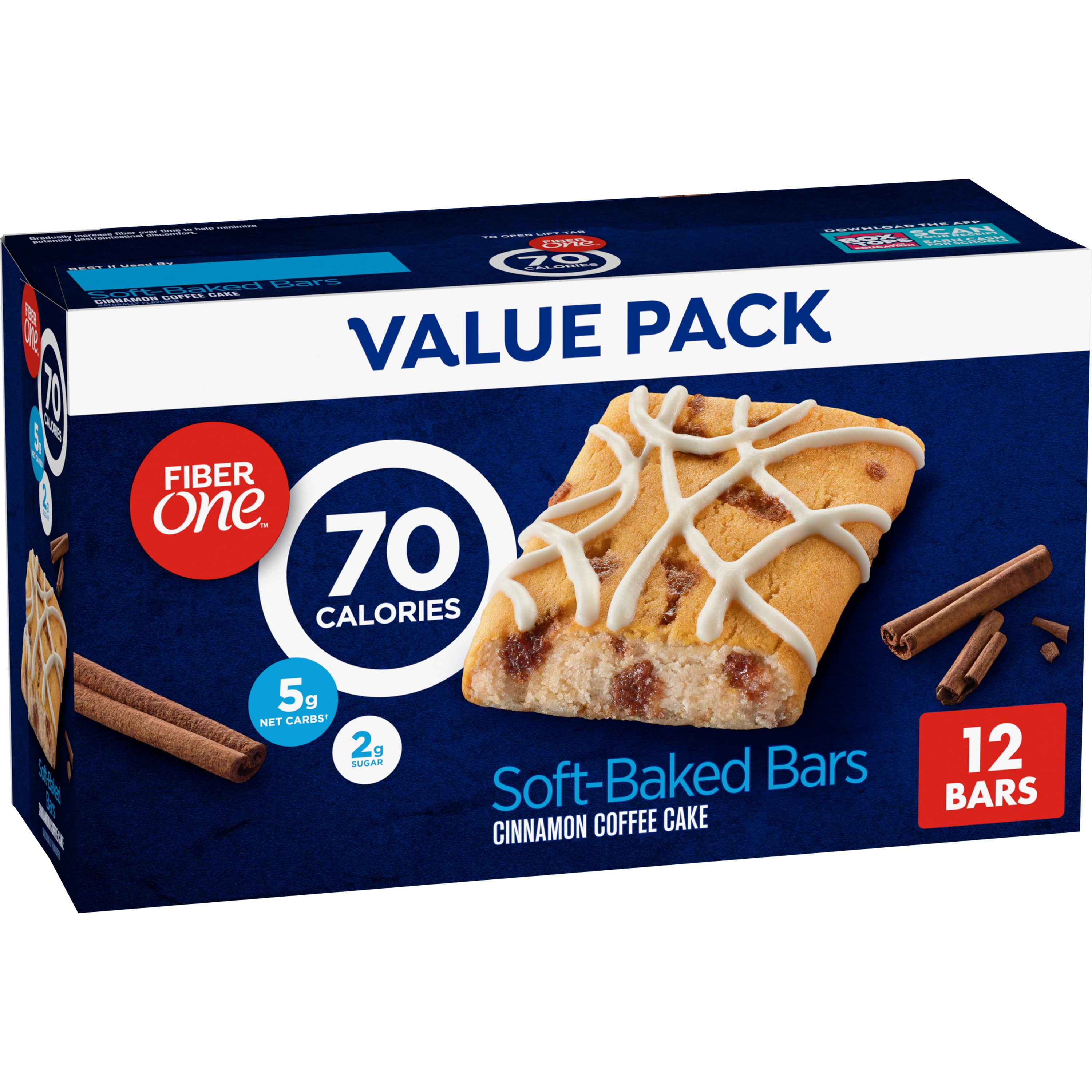 Fiber One 70 Calorie Snack Bars, Soft-Baked Cinnamon Coffee Cake, 12 ct -  Walmart.com